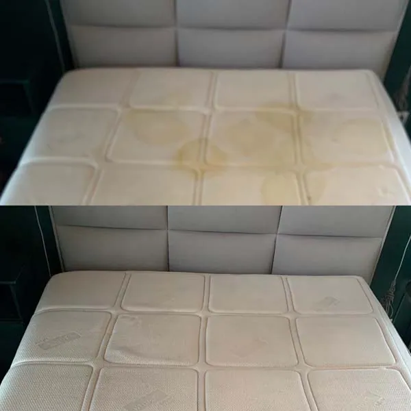 Materac przed i po czyszczeniu metodą ekstrakcyjną